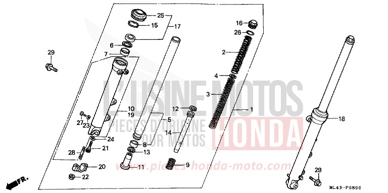 GABEL, VORNE von CB1300 Super Bold'or ABS MONZA RED (R110) von 1988